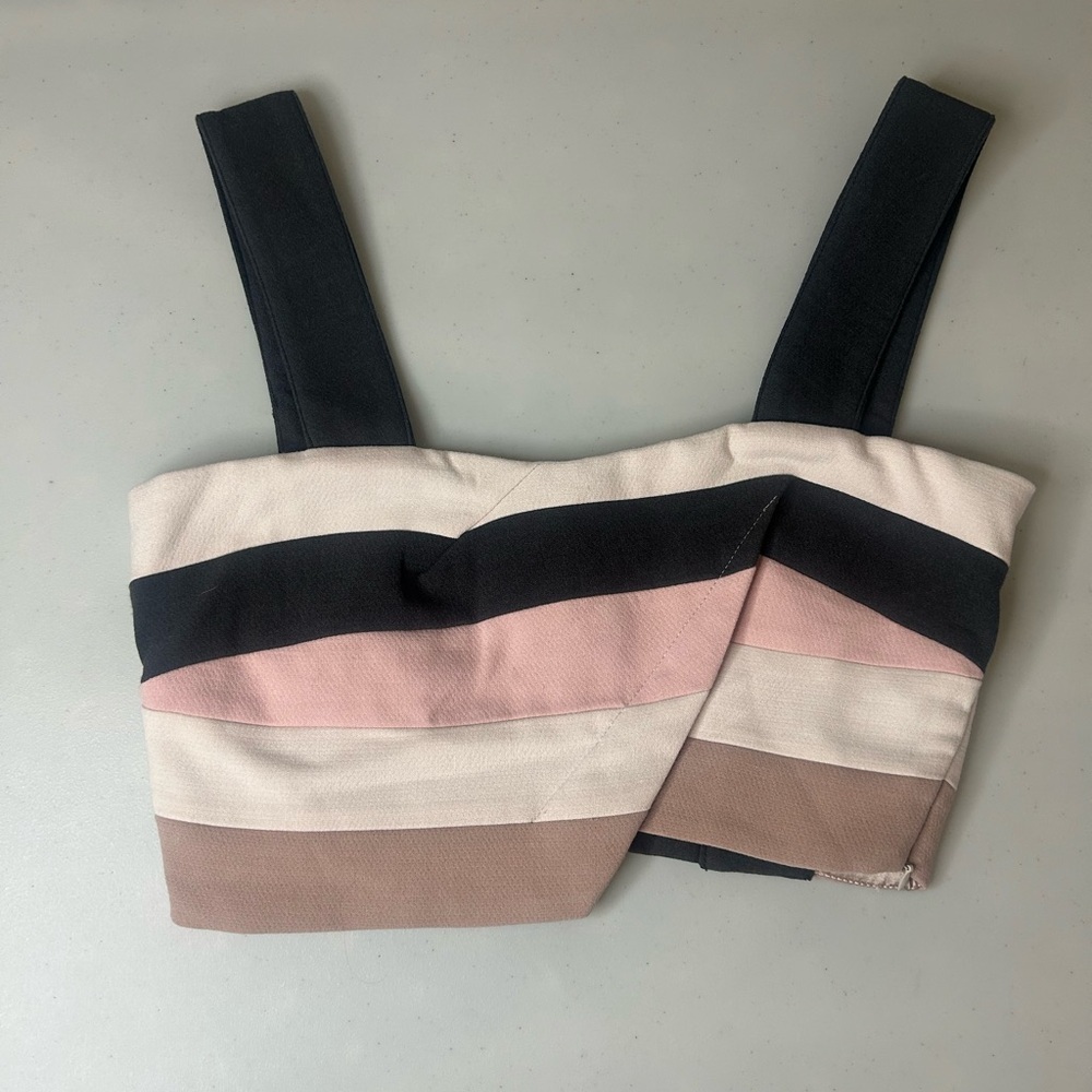 Nasty Gal Striped Crop Pink Gray Tank Top Size Small